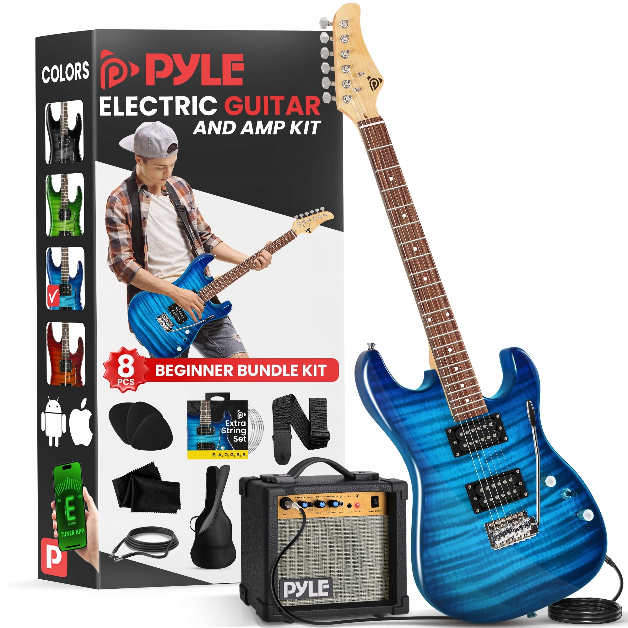 Set chitara electrica 39 inch, Pyle, 6 corzi, amplificator inclus