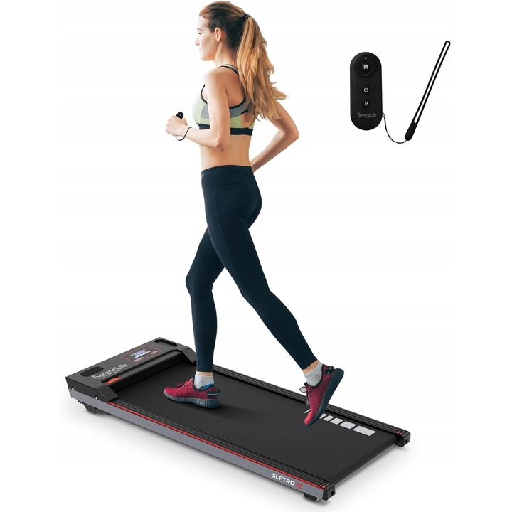 Banda de alergat electrica, SereneLife SLFTRD12, portabila, 8km/h, neagra, 125x52x11.5cm