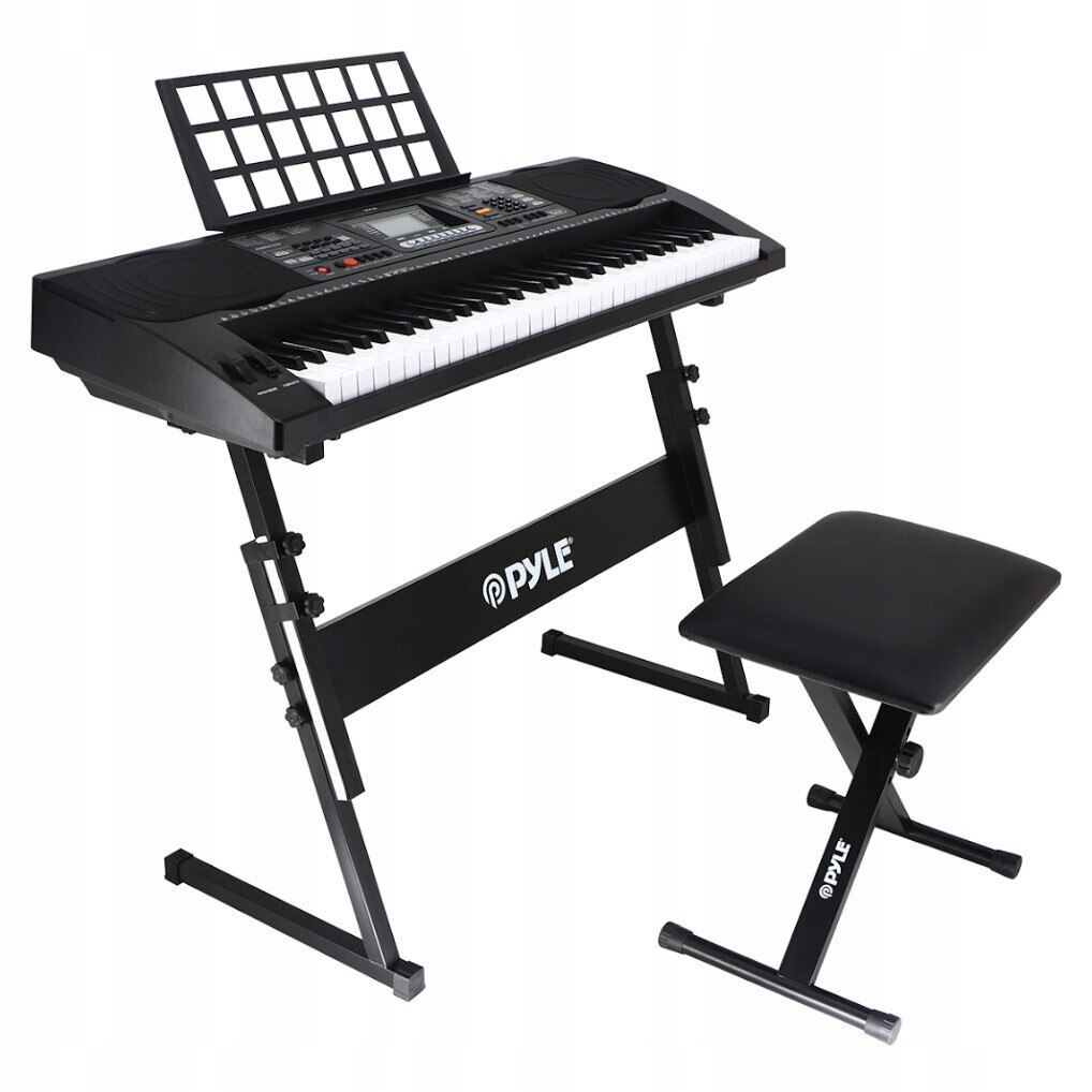 Orga digitala Pyle, 61 clape, difuzoare stereo, suport, scaun