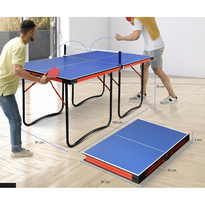 Masă tenis de masa SereneLife, Otel + MDF, 183 x 91 x 76 cm, Design pliabil