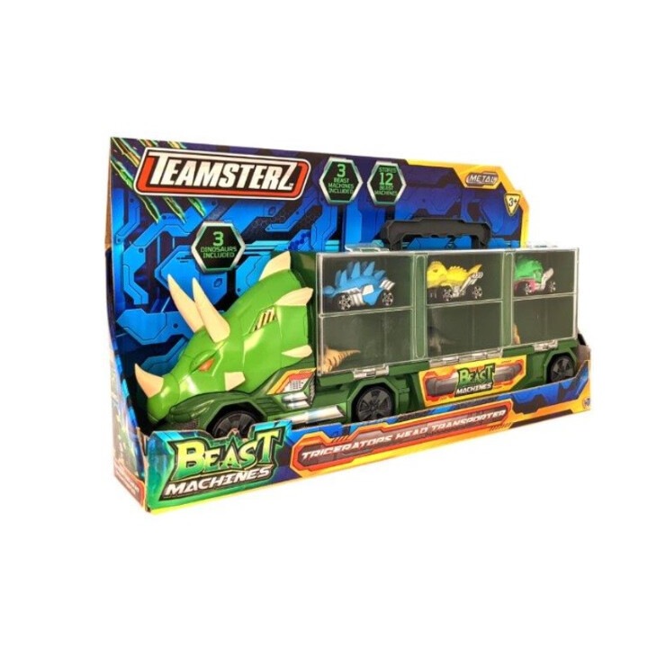 Транспортер на динозаври, Трицератопс, с 3 коли и 3 фигурки, 12х30см