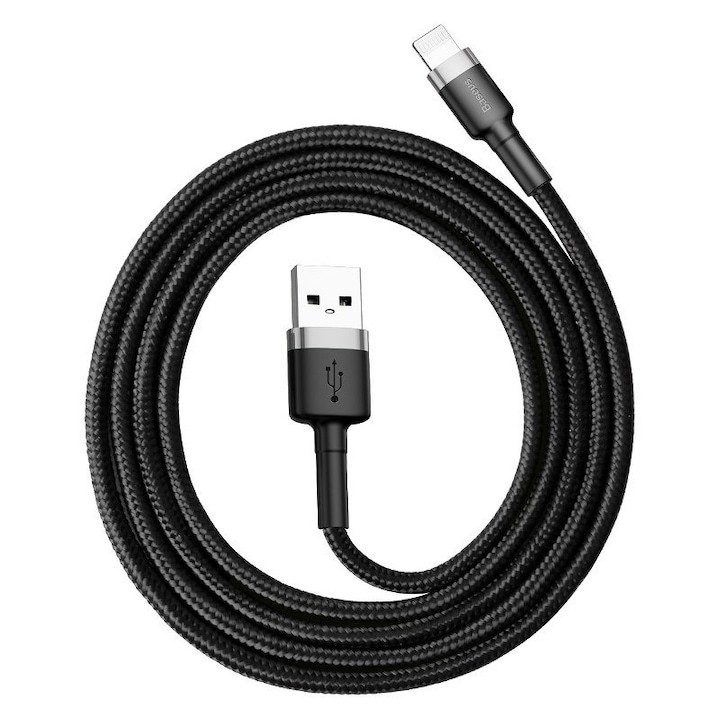 Baseus Cafule Lightning USB кабел, 2.4A, 0.5m, сив/черен
