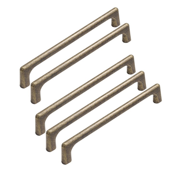 Set 5 Manere retro pentru mobila, aliaj, bronz, 170x7x30mm