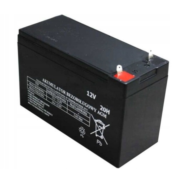 Akumulator AGM 12V 7Ah, fara intretinere, dimensiuni 150x65x94mm, greutate 1,85kg