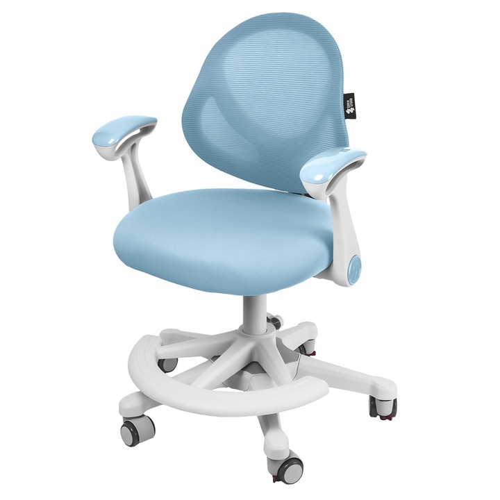 Ергономичен детски офис стол Spacetronik XD 06, син, с дишаща мрежеста облегалка