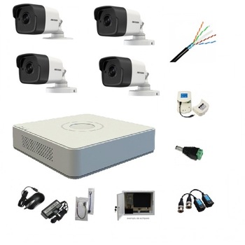 Kit complet profesional 4 camere supraveghere exterior 5MP TURBOHD HIKVISION 40 m IR Kit complet profesional 4 camere supraveghere exterior 5MP TURBOHD HIKVISION 40 m IR