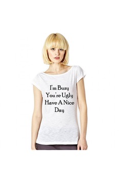 Tricou dama alb, Busy Ugly Nice Day, Alb Tricou dama alb, Busy Ugly Nice Day, Alb