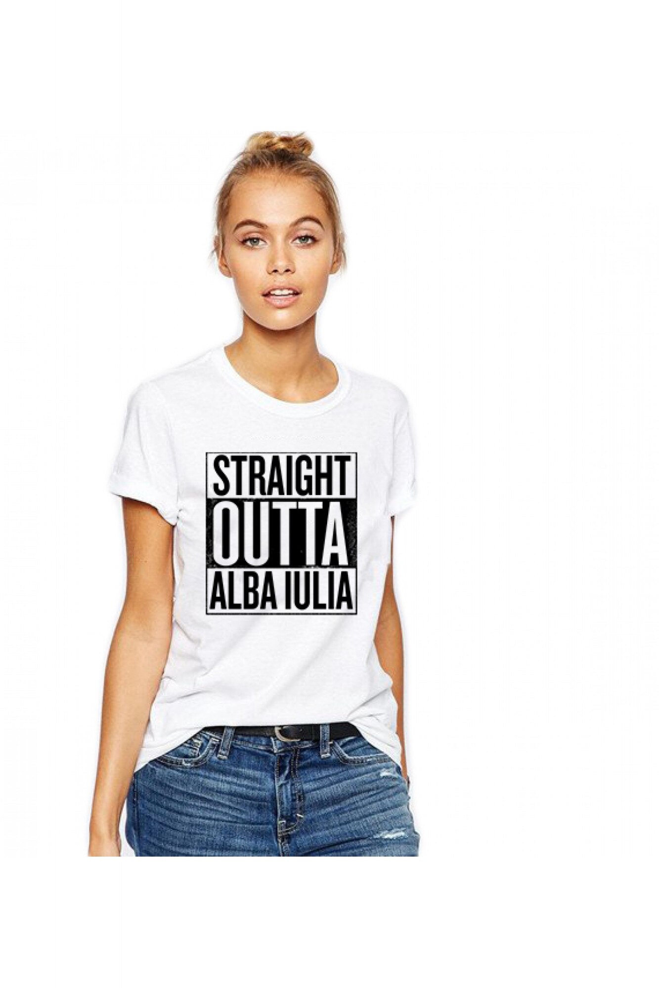 Tricou dama alb - Straight Outta Alba Iulia, Alb