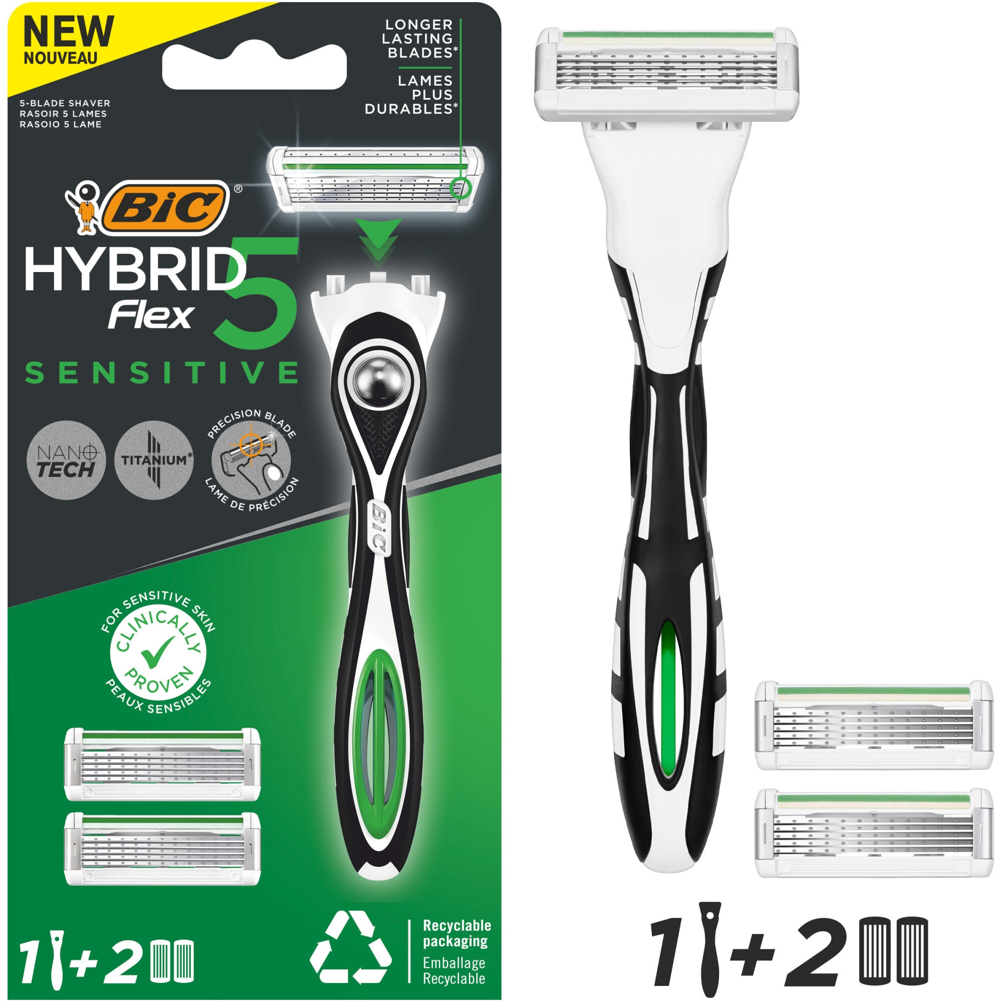 ラビット222 800×1000BLACK5枚 Aparat de ras cu 5 lame, BIC HYBRID 5 FLEX Sensitive, Pachet 1