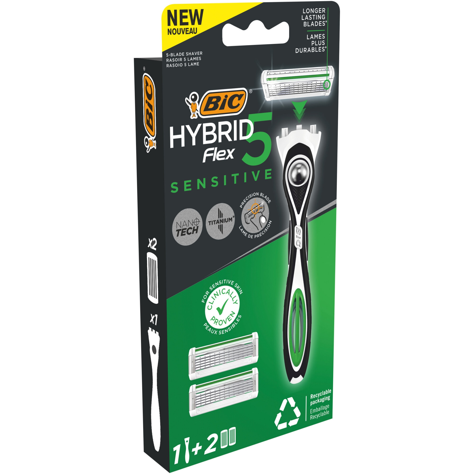 Aparat de ras cu 5 lame, BIC HYBRID 5 FLEX Sensitive, Pachet 1