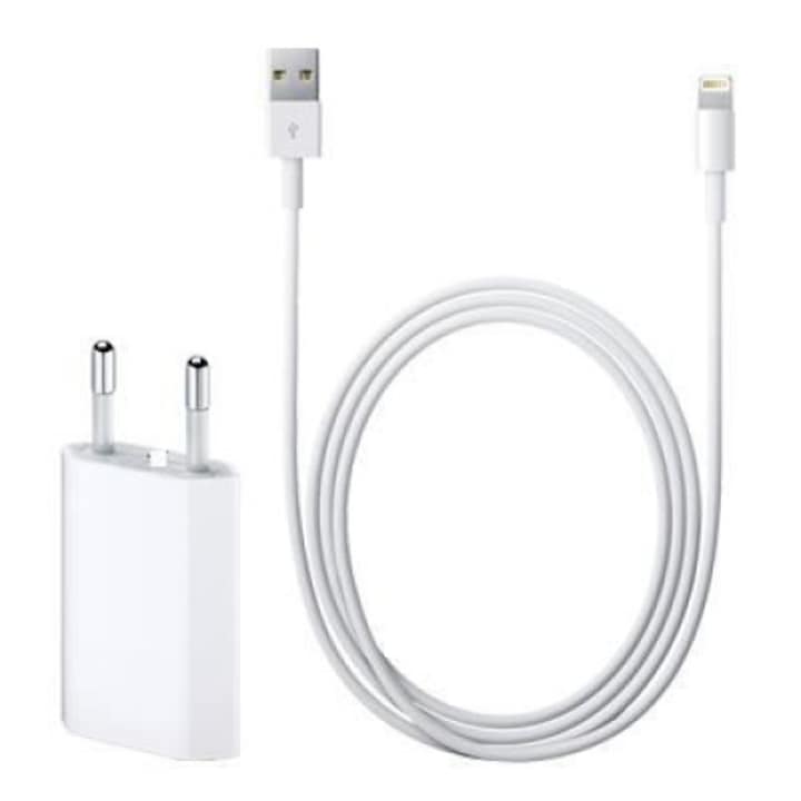 Зарядно Iberry 1A + 1м кабел за iPhone 5, 5S, 5SE, 5C, 6, 6S, 6 Plus, 7, 7 Plus