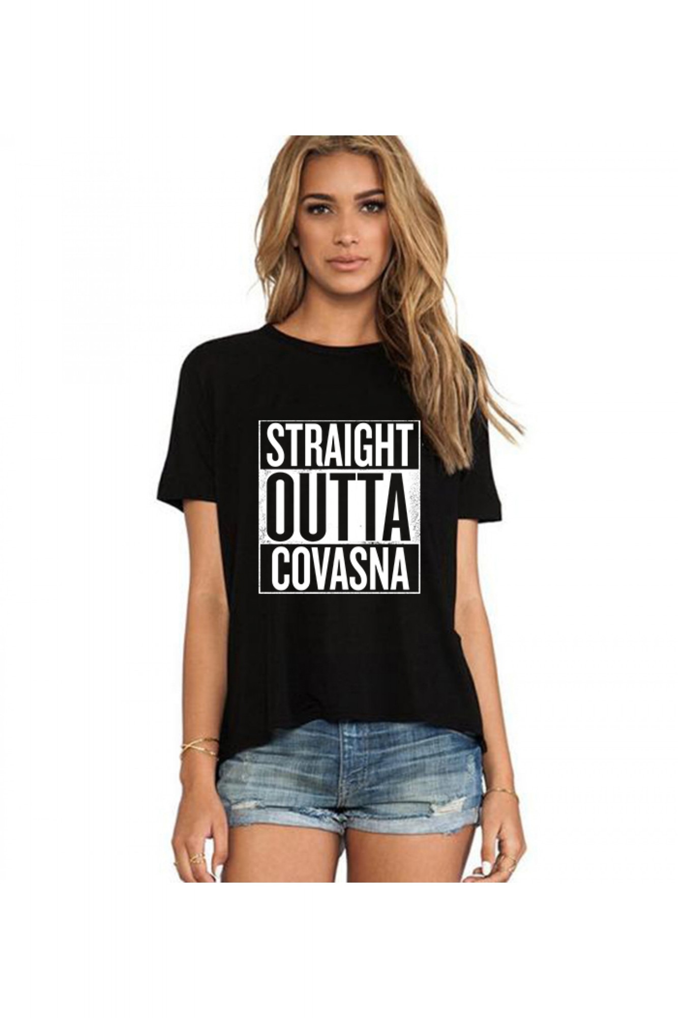 Tricou dama negru - Straight Outta Covasna, Negru