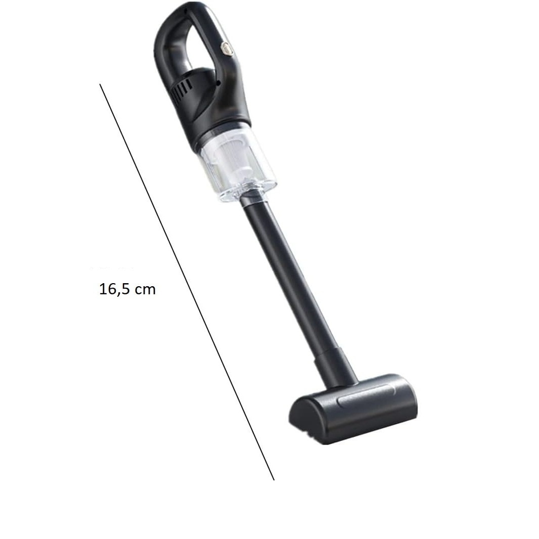 Aspirator portabil, fara fir, 120W, incarcare USB, autonomie 45 min, negru, 16.5 cm