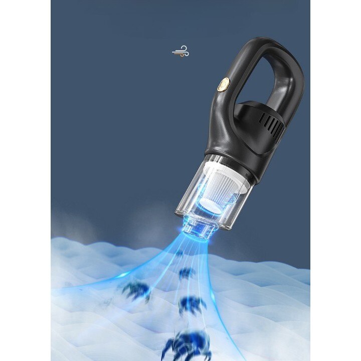 Aspirator portabil, fara fir, 120W, incarcare USB, autonomie 45 min, negru, 16.5 cm