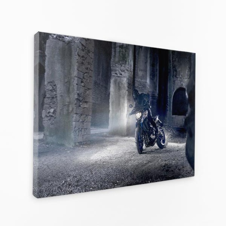 Három darabos vászonkép - Sötét éjszakai utazás - Sebességmotoros - 150x100 cm