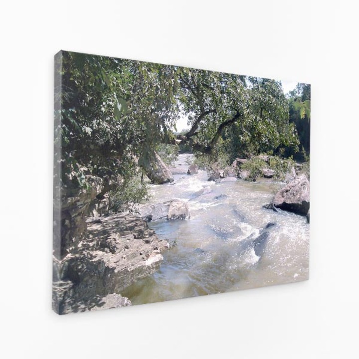 Комплект от три платнени табута - Река от скали Воден поток Природа Мир - 150x100 см