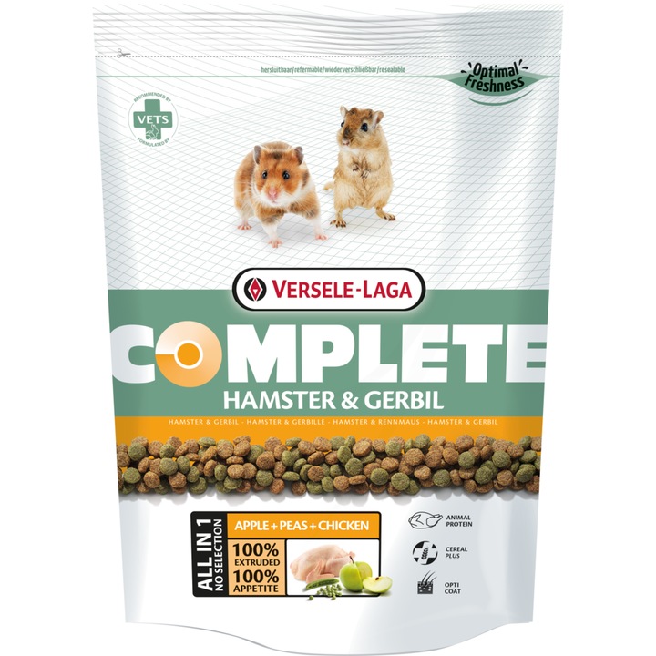 Hrana pentru rozatoare, Versele-Laga Complete Hamster & Gerbil, cu pui si legume, 500g