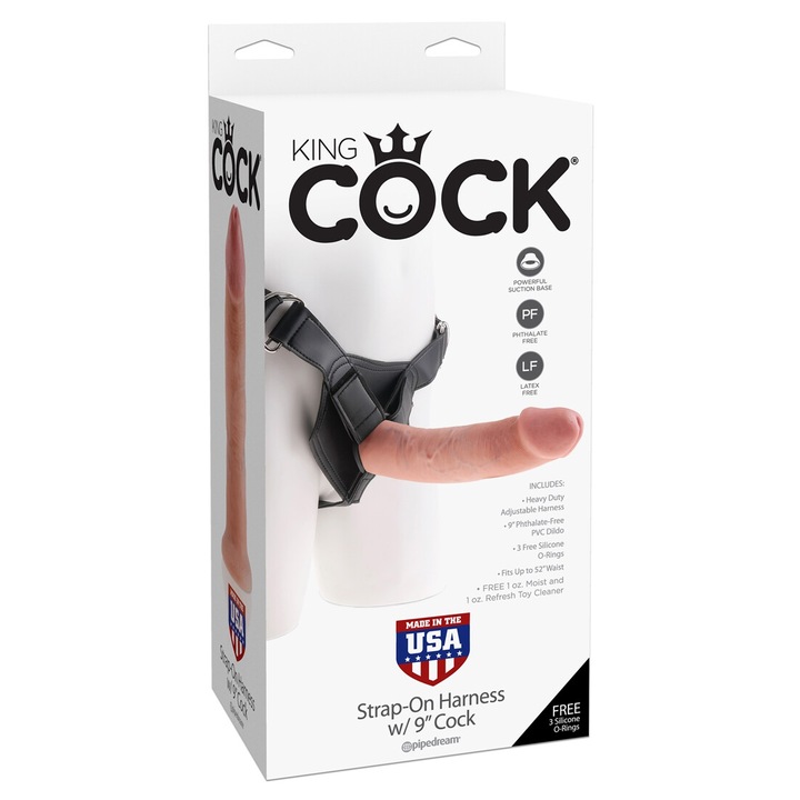 Dildo strap-on realist, Pipedream, 23cm, culoarea pielii, cu prindere pe suprafete netede