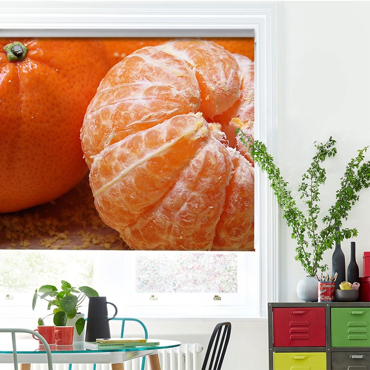 Rolete Art Shade Multicolore tip Jaluzele cu Rulou si sistem inclus Trei clementine Decoratiuni, Latime 85 cm x Inaltime 130 cm