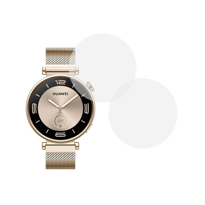 Комплект от 2 фолиа, съвместими с Huawei Watch GT 4 41 mm, Commando Shield Full Glue, Възобновяем силиконов хидрогел, Anti-shock и против счупване, SlimLine NanoShield, Transparent