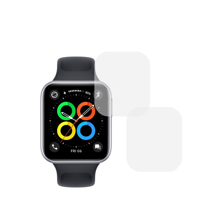 Комплект от 2 фолиа, съвместими с Oppo Watch SE, Comando Shield Full Glue, Renewable силиконов хидрогел, Anti-shock и против счупване, SlimLine NanoShield, Transparent