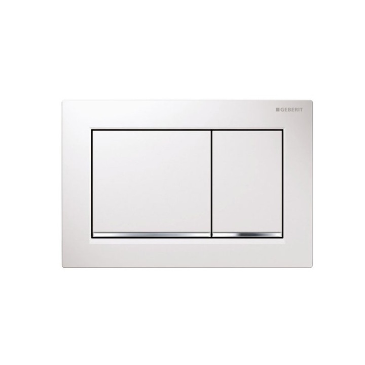 Clapeta cu actionare dubla, butoane patrate, alb lucios, Omega, Geberit