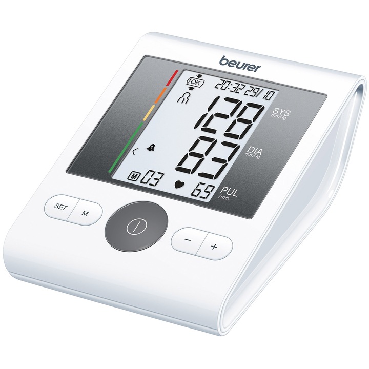 Beurer BM28 Vérnyomásmérő, felkaros, 120 db memória, hálózati adapter, Fehér