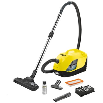 Aspirator cu filtrare prin apa Karcher DS 6, 650W, 2 L, HEPA 12, perie suprefete dure, spatii inguste, tapiserie, Galben Aspirator cu filtrare prin apa Karcher DS 6, 650W, 2 L, HEPA 12, perie suprefete dure, spatii inguste, tapiserie, Galben