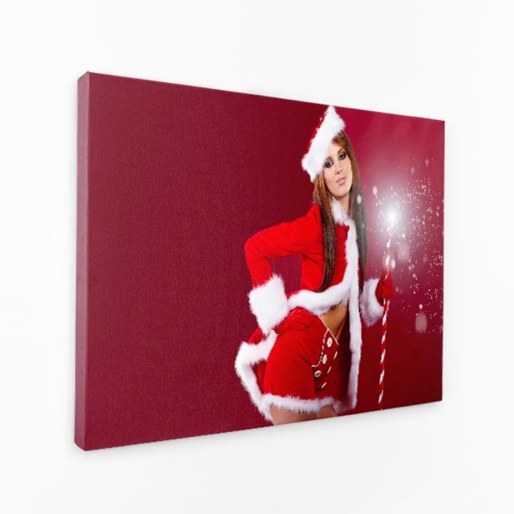 Комплект от три платнени табута - Поза на Дядо Коледа, Червен костюм, Бели ръкавици - 150x100 см