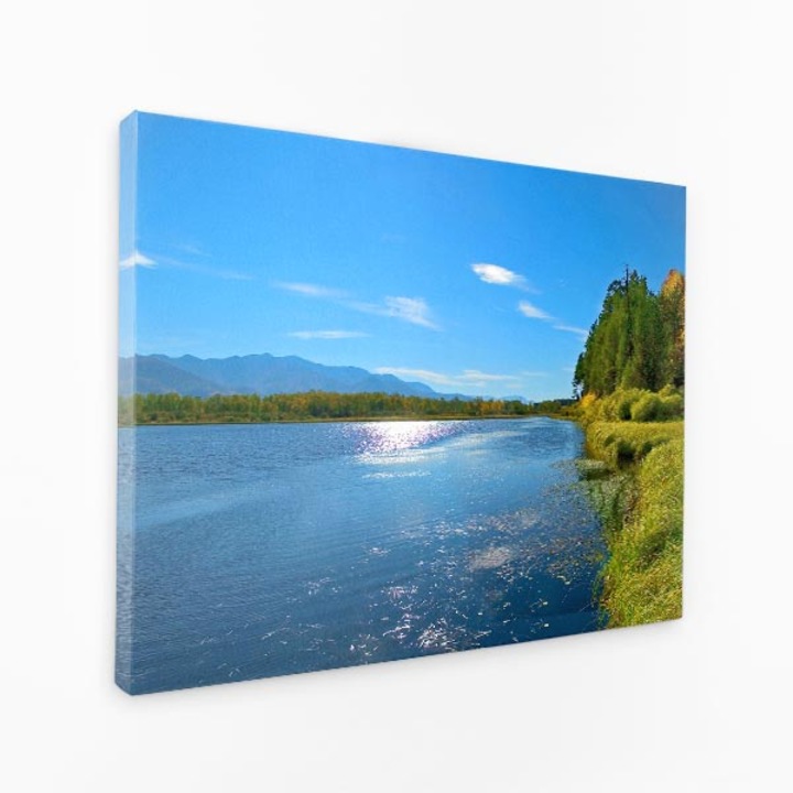 Vászonkép - Nyugodt tó, hegyi tükörkép, nyugodt víz - 100x50 cm