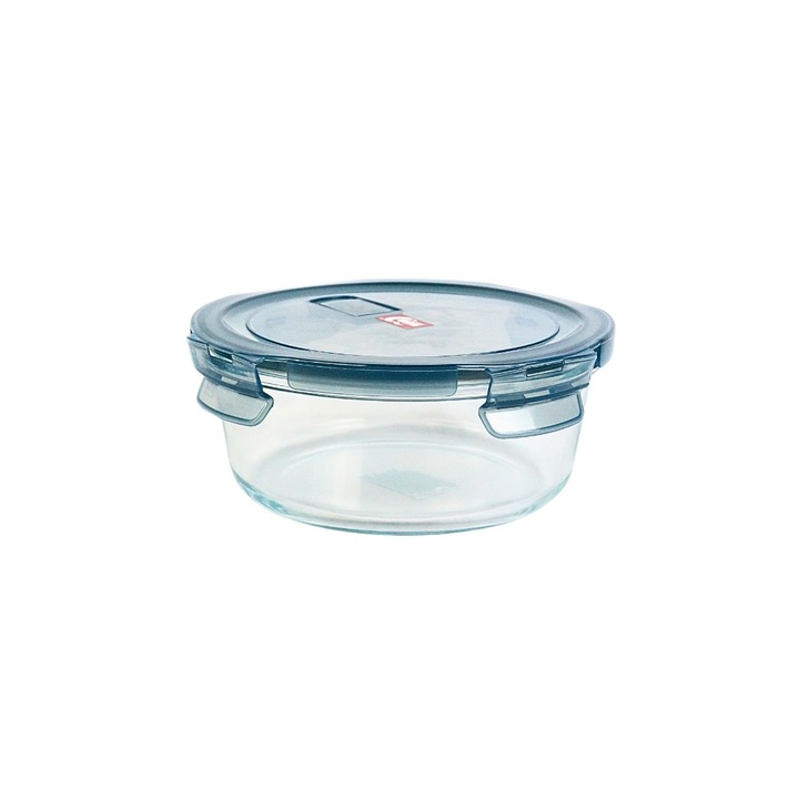 Casoleta Sticla, cu Capac de Plastic Rotund, 630 ml