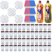 pachet - 48 x borcan din sticla cu capac prin infiletare 370ml 5 x set presa muraturi 300g-370g 10bucset 3 x set bureti vase hillox 2bucset 2 x detergent de vase pur power lemon orange and grapefruit 750ml imagen 21_0_
0