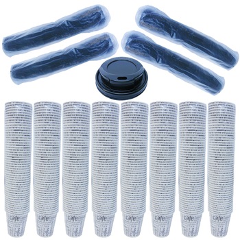 Pachet - 4 x Capace unica folosinta pentru pahare din carton, 8 OZ 240ml, 100 buc/set + 8 x Set Pahare carton pentru cafea, ceai, bauturi calde, 8 OZ 240ml, 50buc/set Pachet - 4 x Capace unica folosinta pentru pahare din carton, 8 OZ 240ml, 100 buc/set + 8 x Set Pahare carton pentru cafea, ceai, bauturi calde, 8 OZ 240ml, 50buc/set