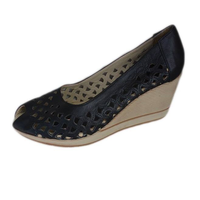 Sandale din piele naturala cu perforati,D&J Exclusive, Negru