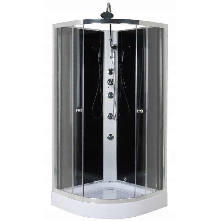 Savana zuhanykabin, 3 db hidromasszázs fúvókával, 90x90x225 cm, tolóajtók, edzett üveg, akril