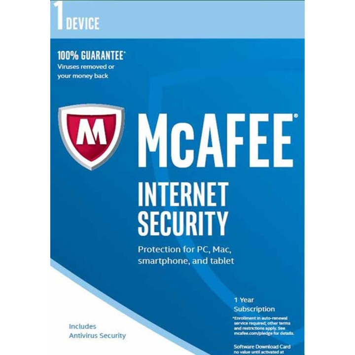 McAfee Internet Security 1 dispozitiv, 1 an Licenta Electronica