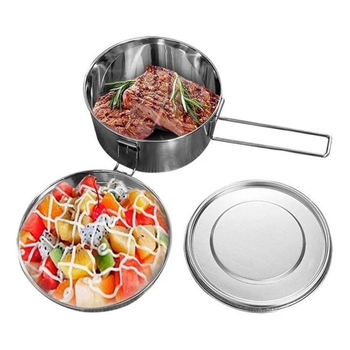 Caserola din otel inoxidabil, Welora, cu 2 compartimente, capacitate 1L, transparent