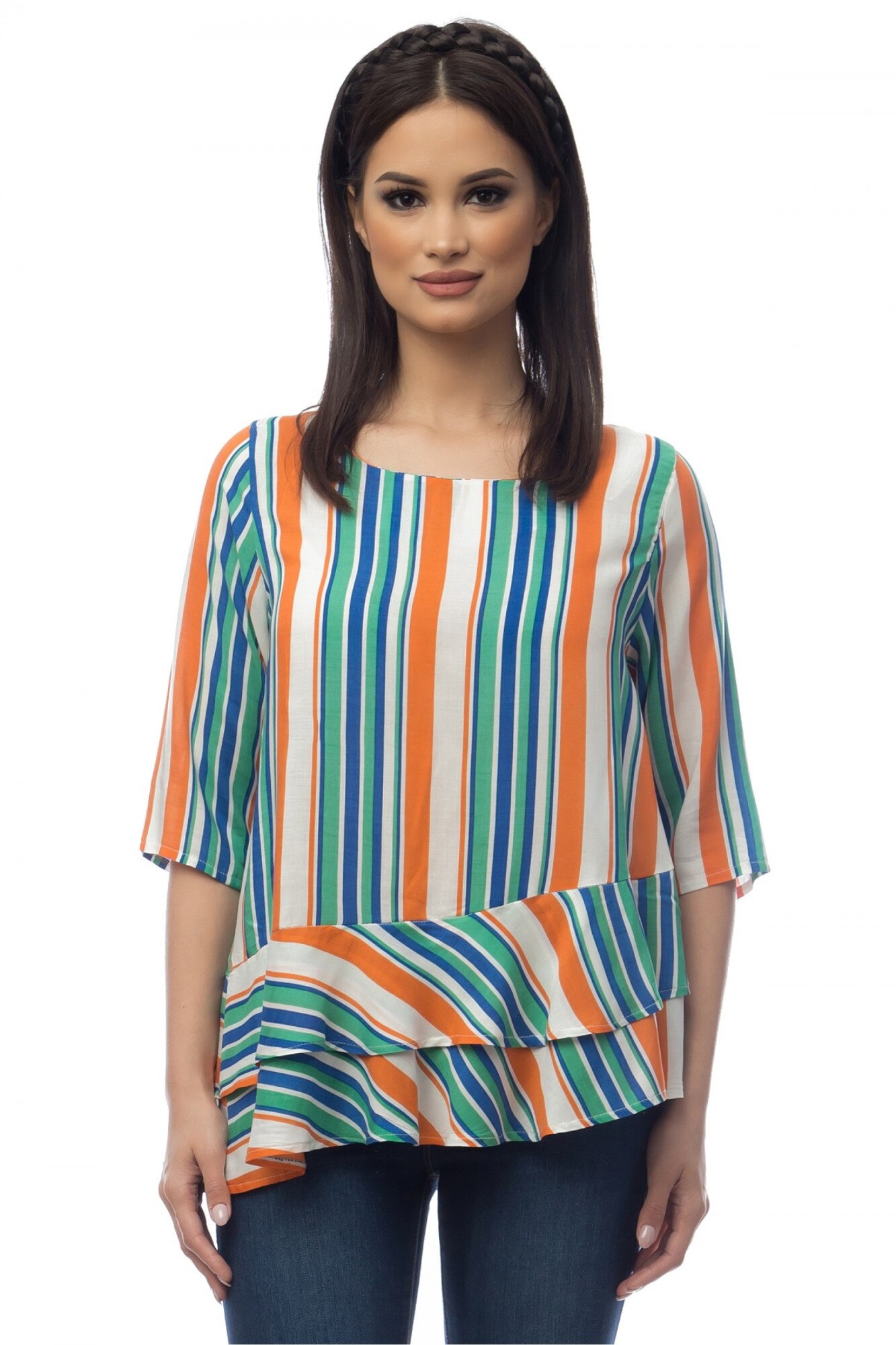 Bluza dama volane suprapusa, Eranthe, Multicolor