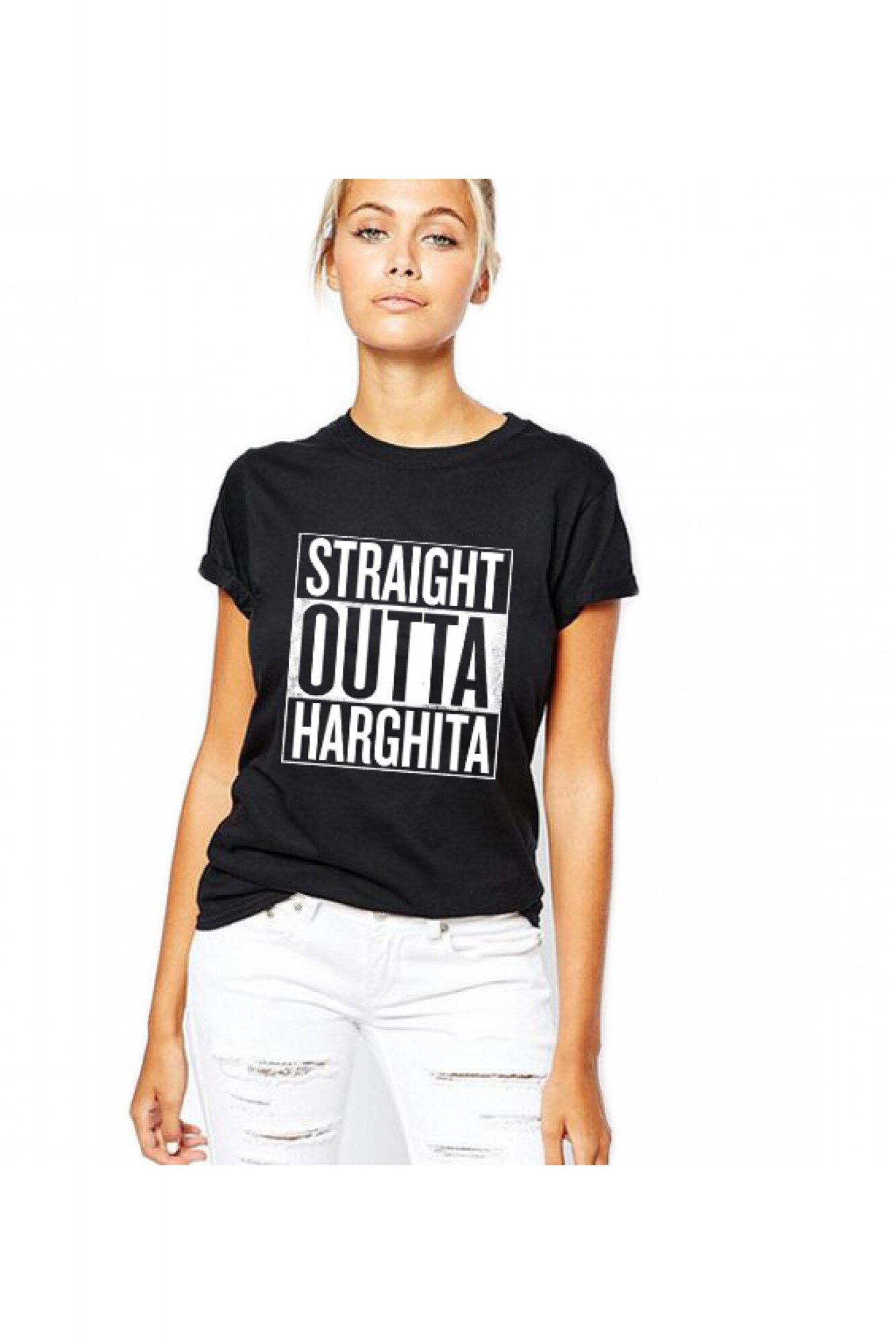 Tricou dama negru - Straight Outta Harghita, Negru