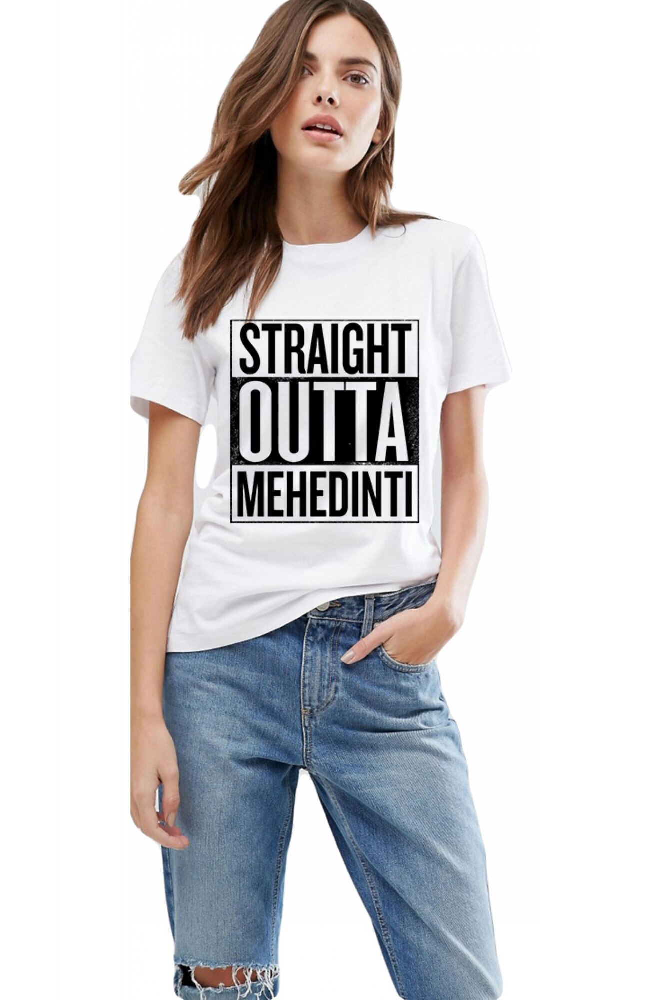 Tricou dama alb - Straight Outta Mehedinti, Alb