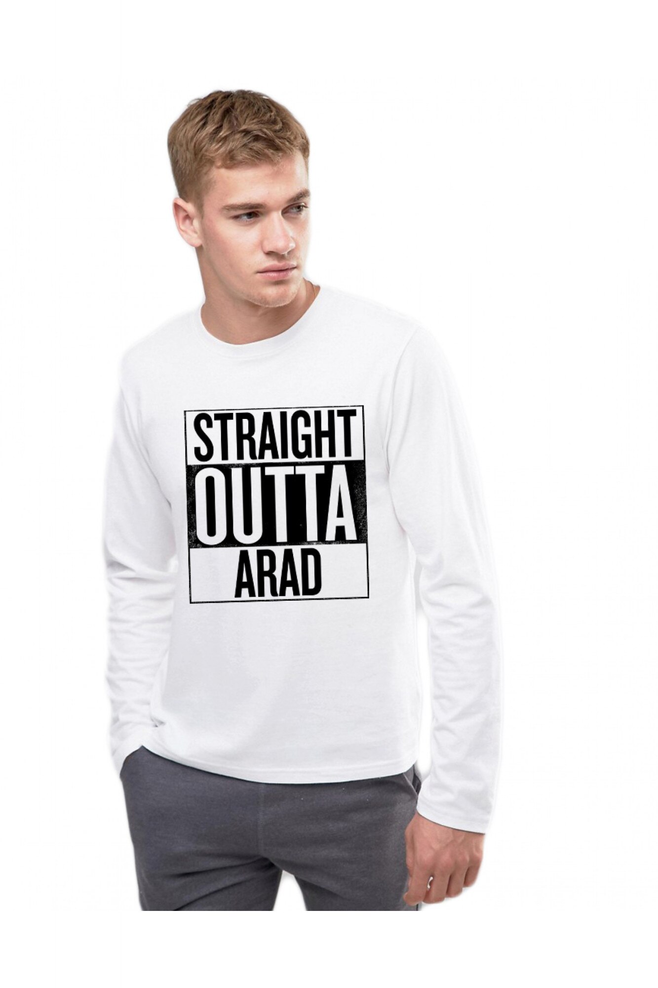 Bluza barbati alba - Straight Outta Arad