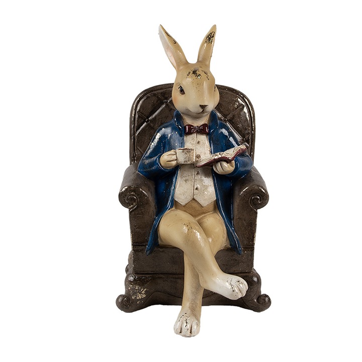 Húsvéti nyuszi figura, több színű polyresin, 12x10x18 cm