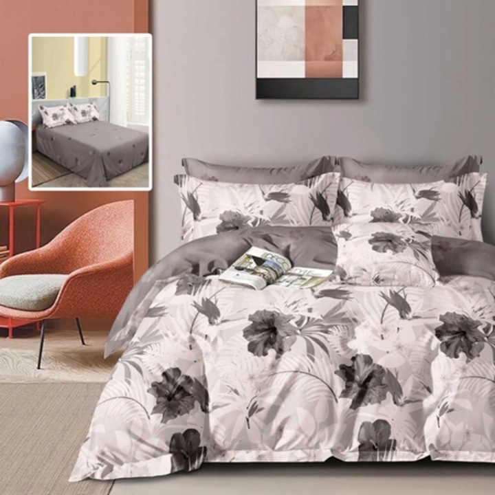 Lenjerie de pat Finet, 6 piese, pentru pat dublu, Pucioasa, Multicolor, RA620