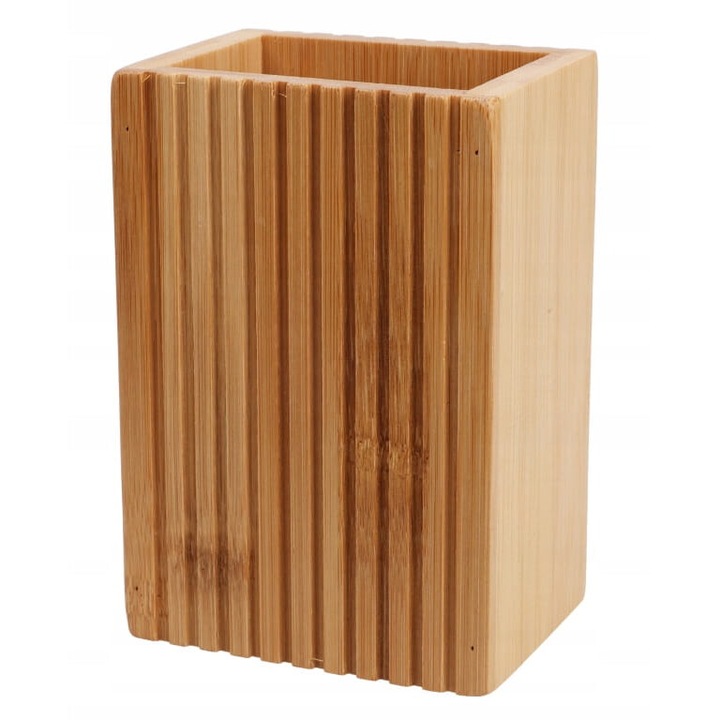 Elegáns bambusz fürdőszobai fogkefe tartó 8,8x6,6x12,4 cm