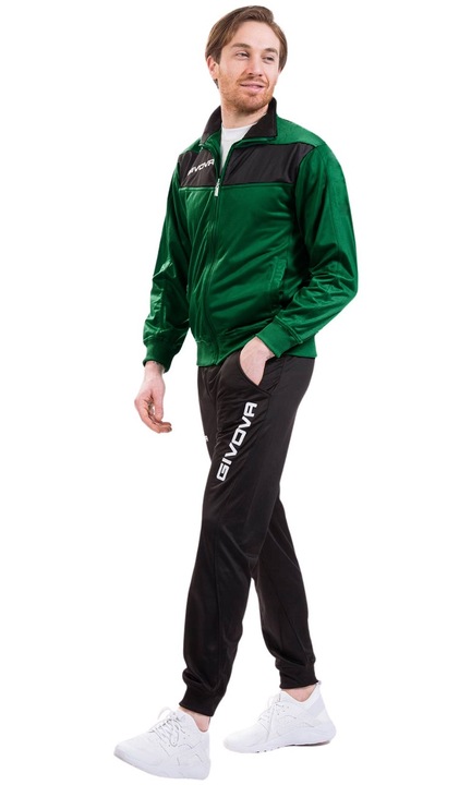 Trening barbati, Tuta Visa Triacetato, Givova, Poliester, Multicolor, L, Verde/Negru