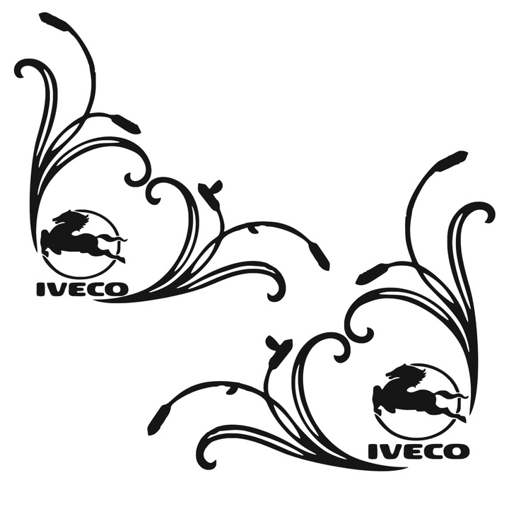 Set 2 stickere geam sau caroserie Iveco, stanga si dreapta, 35cm, negru