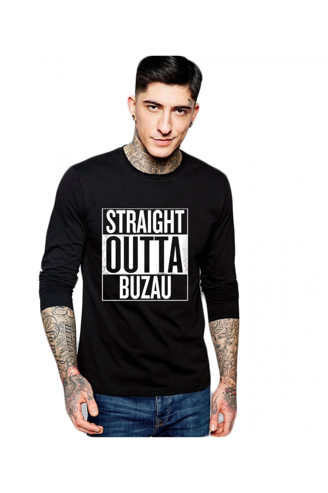 Bluza barbati neagra - Straight Outta Buzau