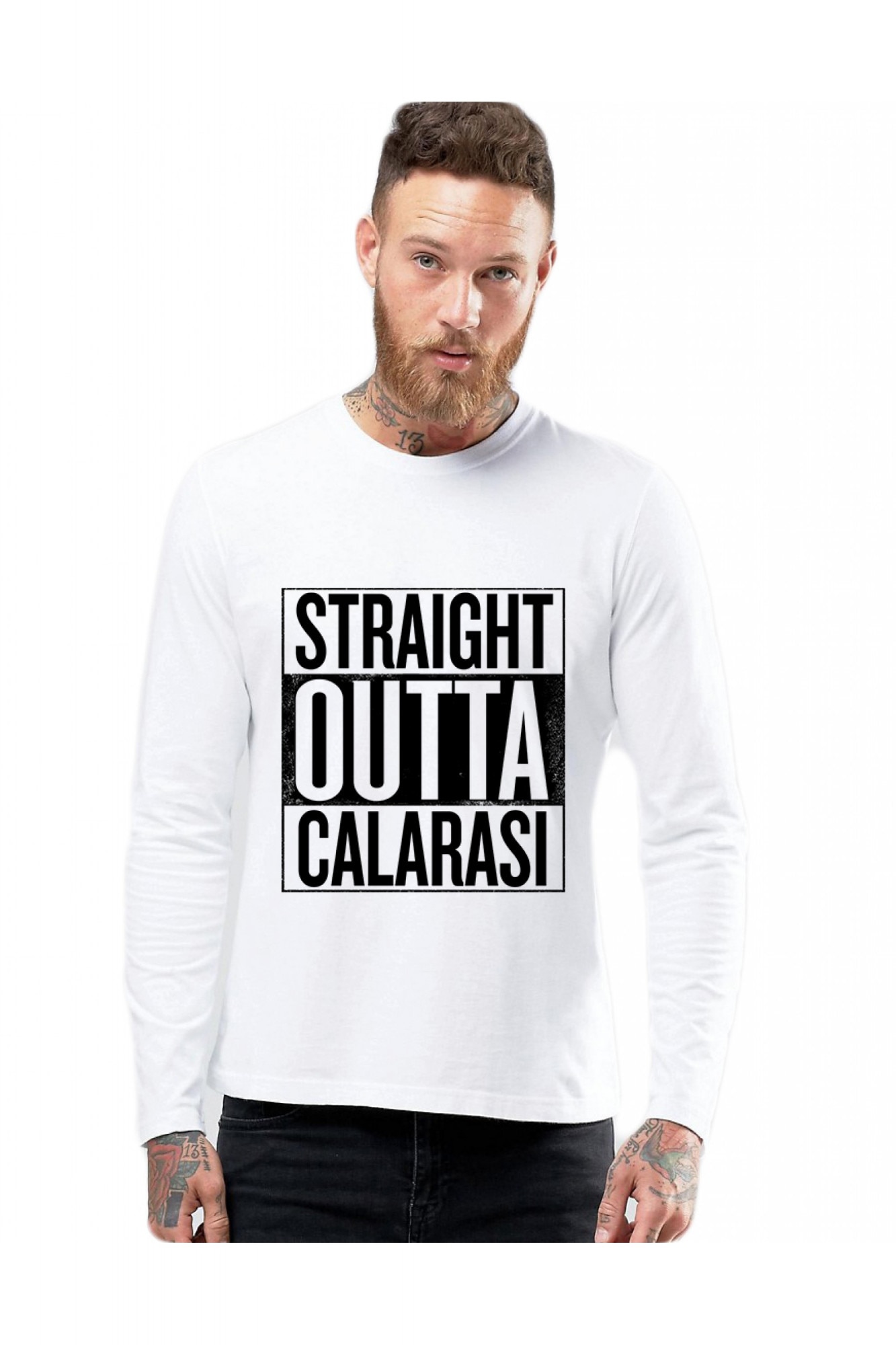 Bluza barbati alba - Straight Outta Calarasi