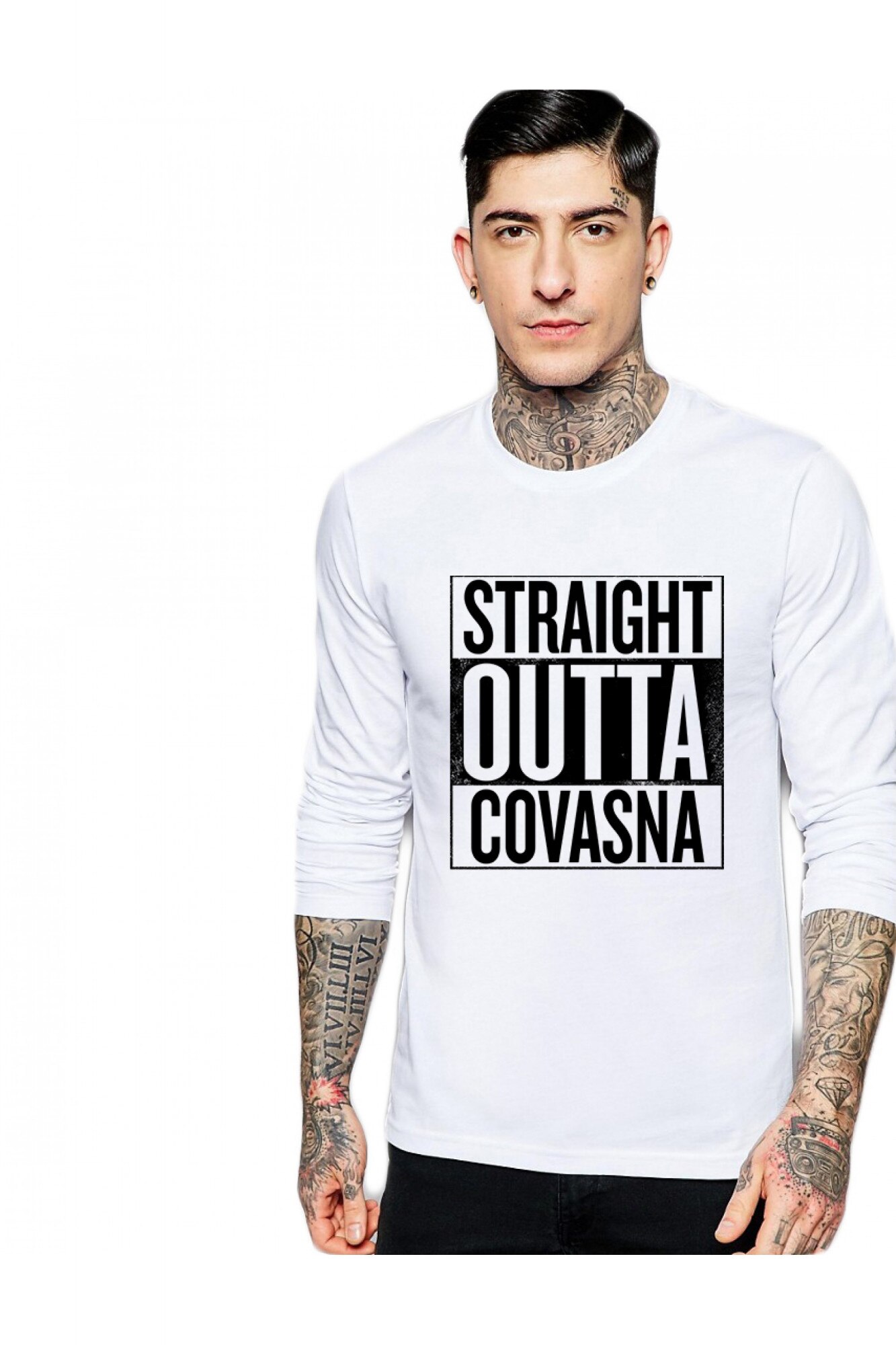 Bluza barbati alba - Straight Outta Covasna