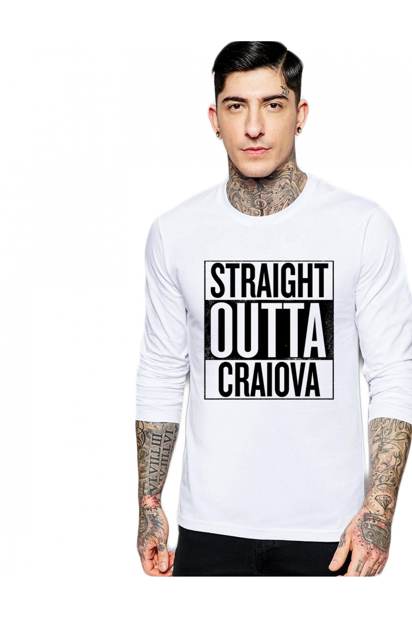 Bluza barbati alba - Straight Outta Craiova